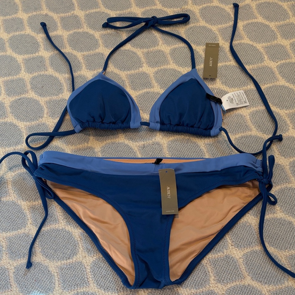 J. Crew Navy and Light Blue Bikini Set NWT